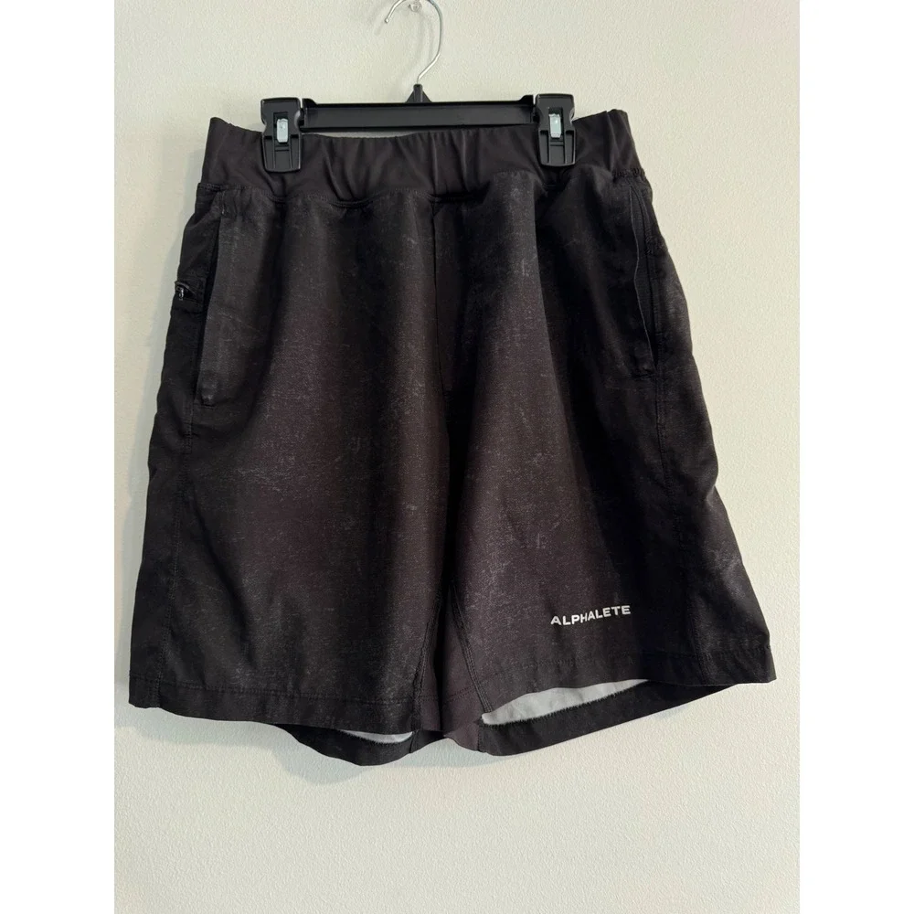 Alphalete Performance Athletic Shorts Women Medium Black Zipper‎ Pockets active